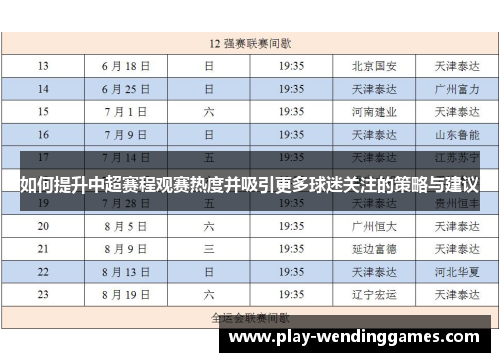 如何提升中超赛程观赛热度并吸引更多球迷关注的策略与建议