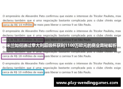 米兰如何通过意大利超级杯获利1100万欧元的商业奥秘解析